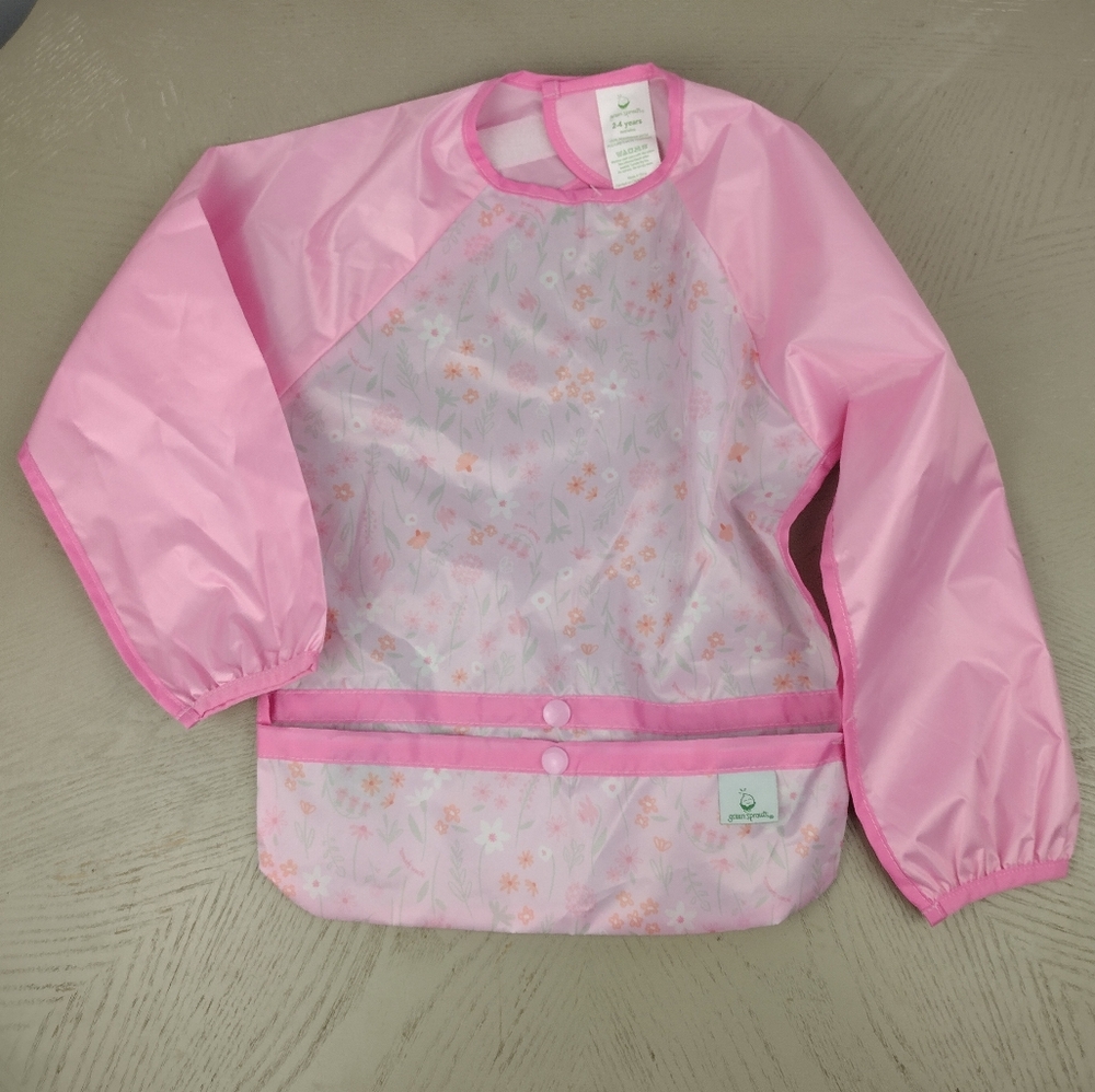 Pink Floral Long-Sleeve Bib Shirt
